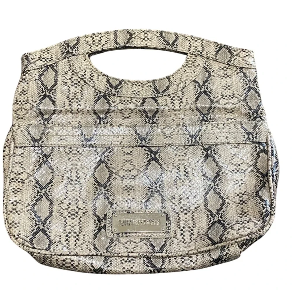 Nine‎ West Women's Snakeskin Print Satchel Handbag Faux Leather folded Purse